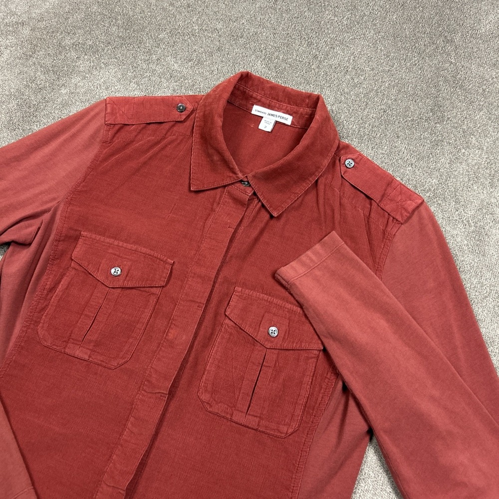 James Perse Womens Red Light Corduroy Button Up Long Sleeve Shirt / Size 2